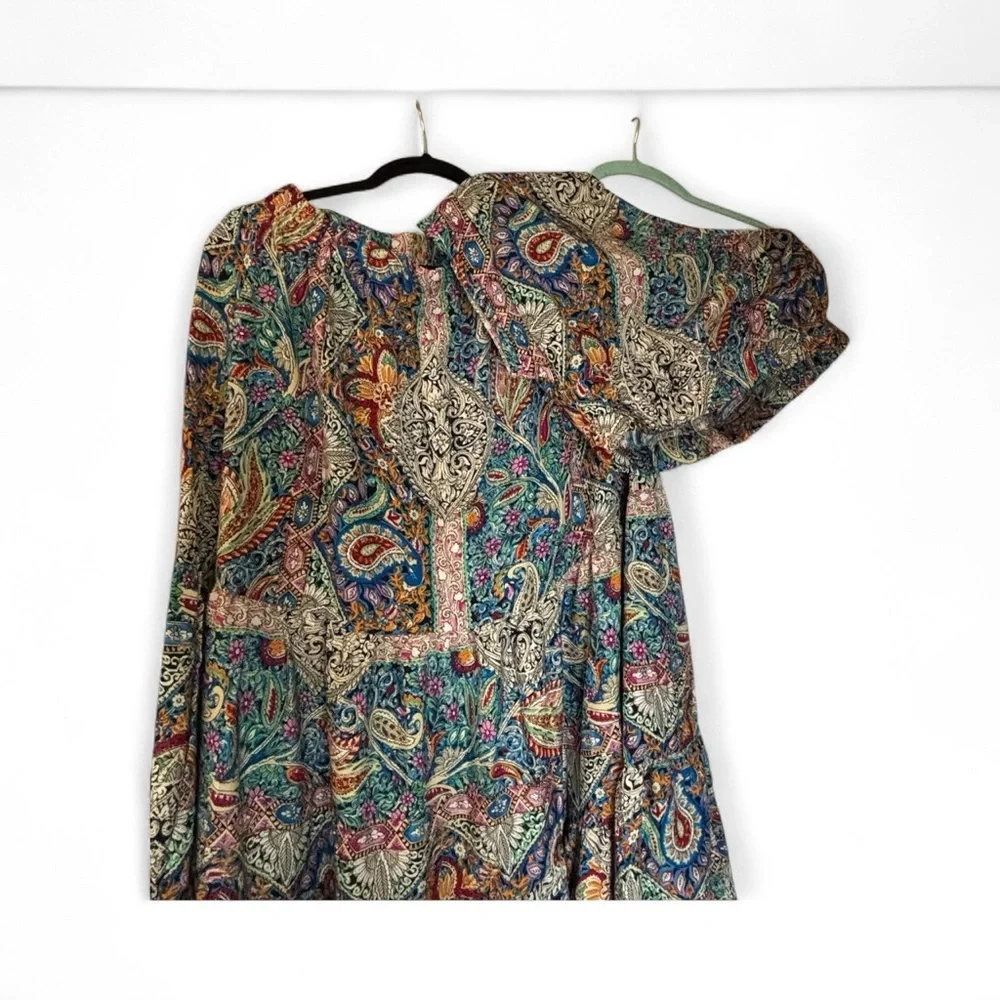 Paisley Print Two-Piece Set | Crop Top & Maxi Skirt | Boho Chic | Size Large